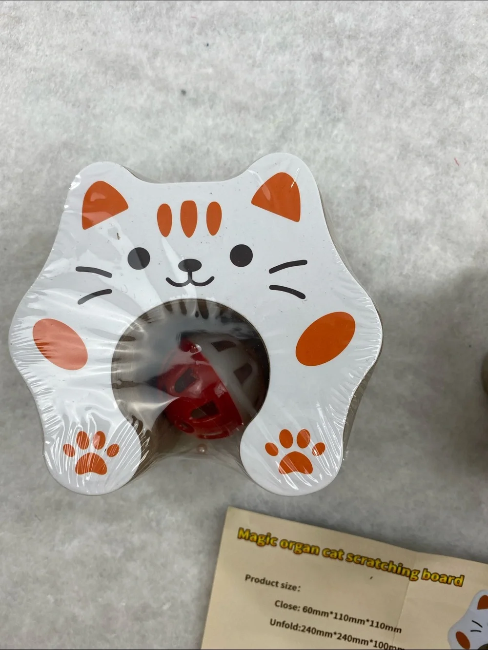 Cute Cat scratching board Set - White with Orange Accents